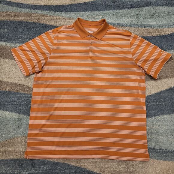 Nike Golf Tour Performance Dri-Fit Polo Shirt XXL 2XL Striped Burnt Orange - Picture 2 of 6